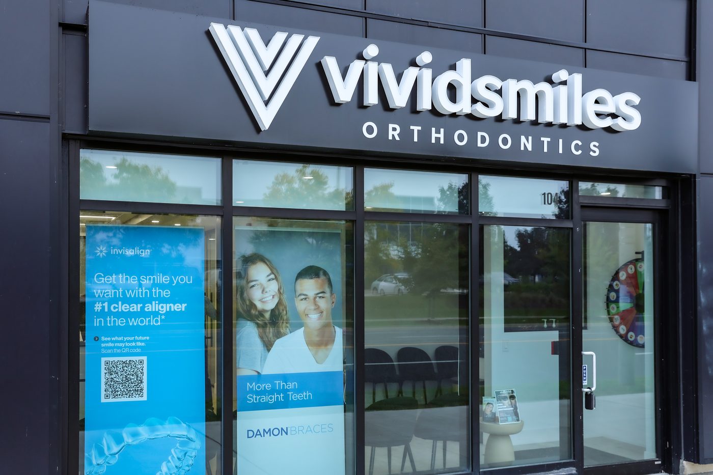 Vivid Smiles Orthodontics storefront with signage